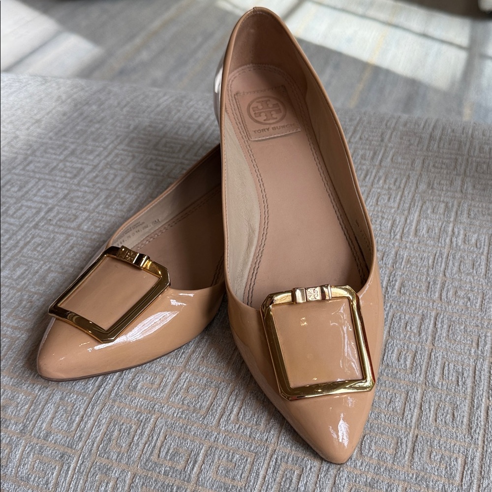 Tory Burch Patent Leather Georgia Pointy Toe Flat Size 8